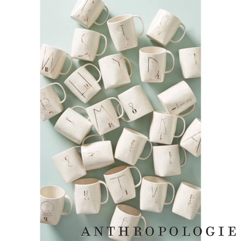 Anthropologie Gilded Shapes Monogram Mug